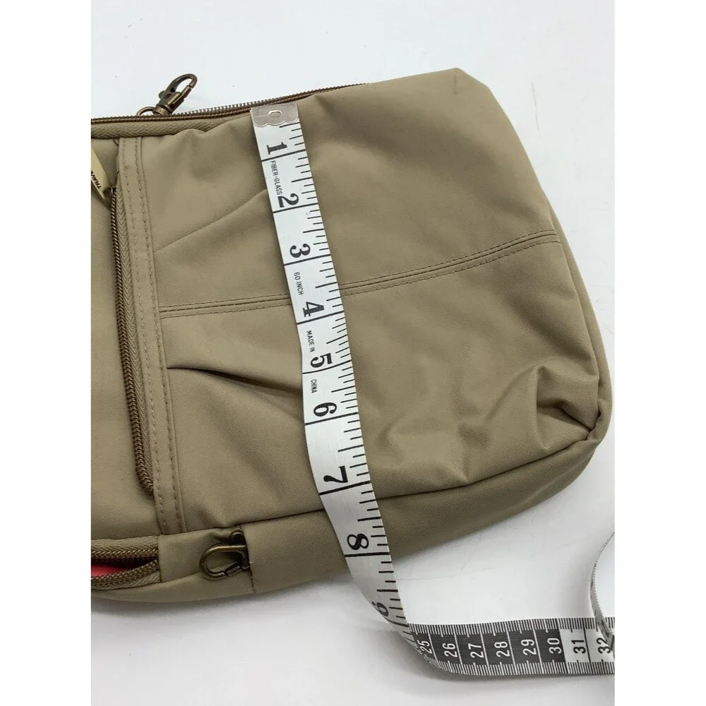 Travelon Nylon Purse Crossbody Anti-Theft Bag Khaki Pocket Adjustable Secure